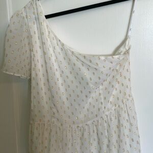 Lulus one shoulder white and gold dress size xl